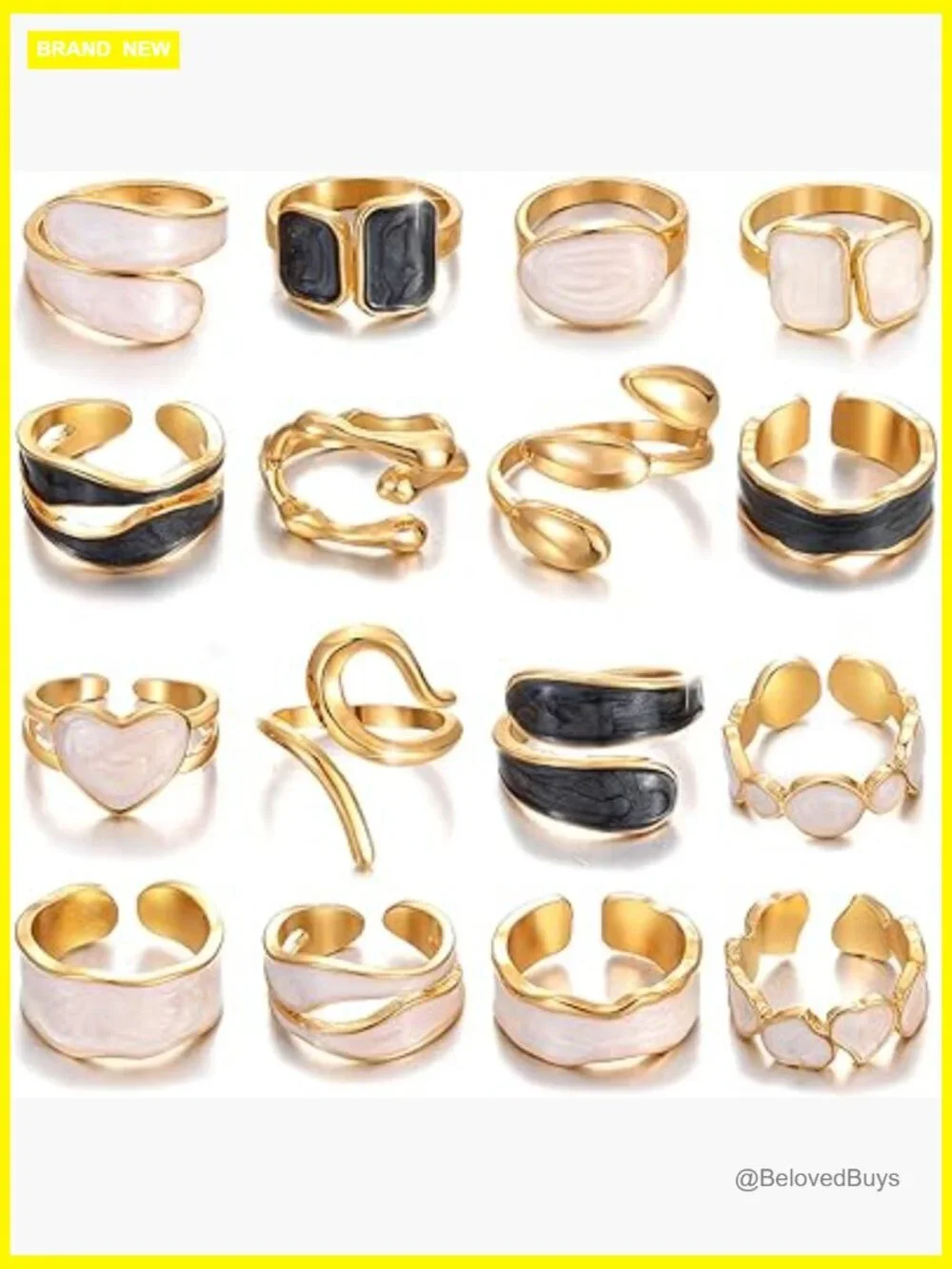 Dainty Stackable Rings Set for Women, 16-Piece, Adjustable Open Design, Trendy